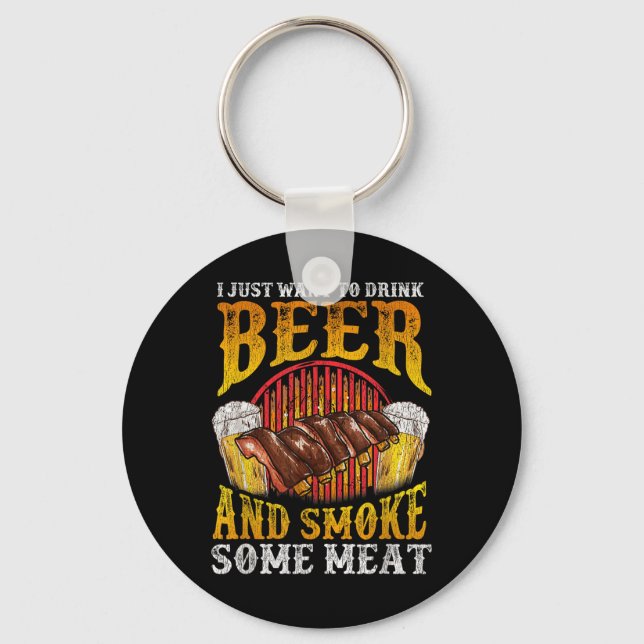 Funny Bbq Griller Dad Bbq Men Meat Barbeque  Key Ring (Front)