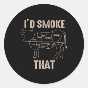 Funny Bbq Grilling Quote Cow  Classic Round Sticker