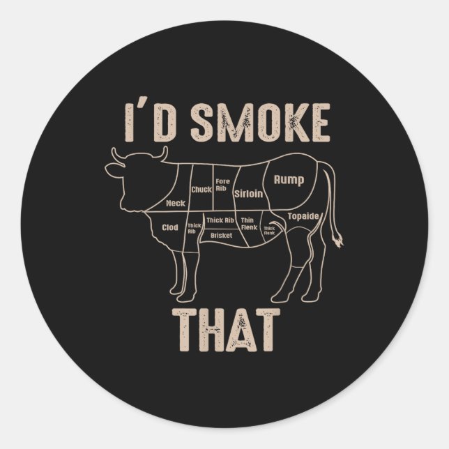 Funny Bbq Grilling Quote Cow  Classic Round Sticker (Front)