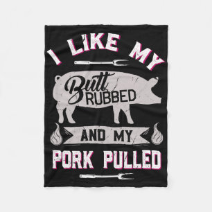 Funny Bbq Grilling Quote Pig Pulled Pork Fleece Blanket