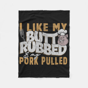 Funny Bbq Grilling Quote Pig Pulled Pork Men Women Fleece Blanket