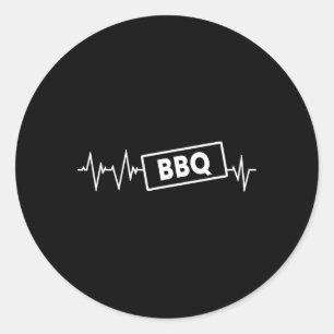 Funny Bbq Heartbeat Apparel Smoking Meat Lover  Classic Round Sticker