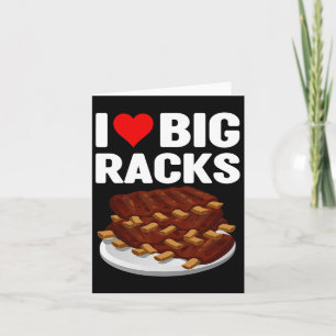 Funny Bbq I Love A Big Rack Red Heart Ribs Pitmast Card