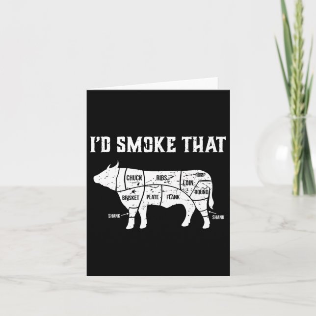 Funny Bbq I'd Smoke That Cow Premium  Card (Front)