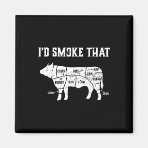 Funny Bbq I'd Smoke That Cow Premium Magnet