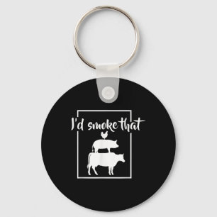 Funny Bbq Id Smoke That Meat Pitmaster  Key Ring