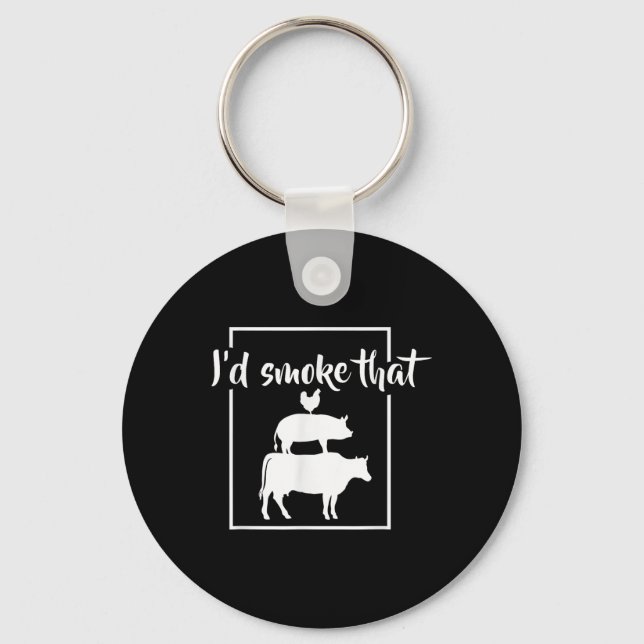 Funny Bbq Id Smoke That Meat Pitmaster  Key Ring (Front)