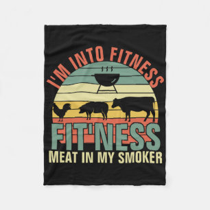 Funny Bbq I'm Into Fitness Fit'ness Meat In My Smo Fleece Blanket
