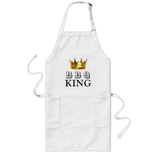 FUNNY BBQ KING GOLD CROWN MENS  LONG APRON (Front)