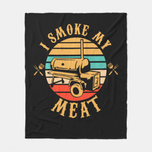 Funny BBQ Lover Gifts   I Smoke My Meat Smoker BBQ Fleece Blanket