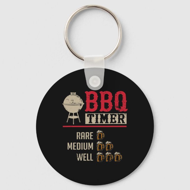Funny Bbq Meat Cooking Timer Beer Grill Chef Rbecu Key Ring (Front)