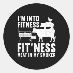 Funny Bbq Meat Smoking Art For Men Women Barbeque Classic Round Sticker