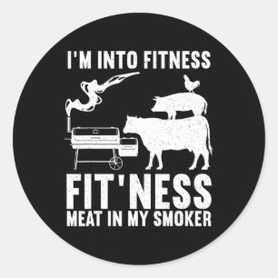Funny Bbq Meat Smoking Art For Men Women Rbeque Gr Classic Round Sticker