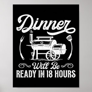 Funny Bbq Men Smoking Meat Smoker Grilling Barbecu Poster