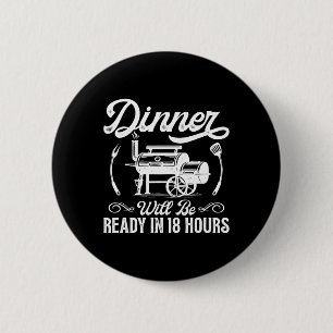 Funny Bbq Men Smoking Meat Smoker Grilling Rbecue  6 Cm Round Badge