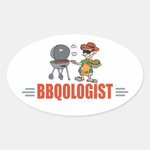 Funny BBQ Oval Sticker