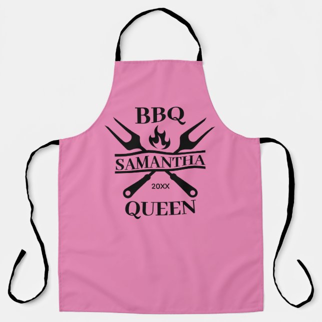 Funny BBQ Personalised Barbecue Queen Apron (Front)