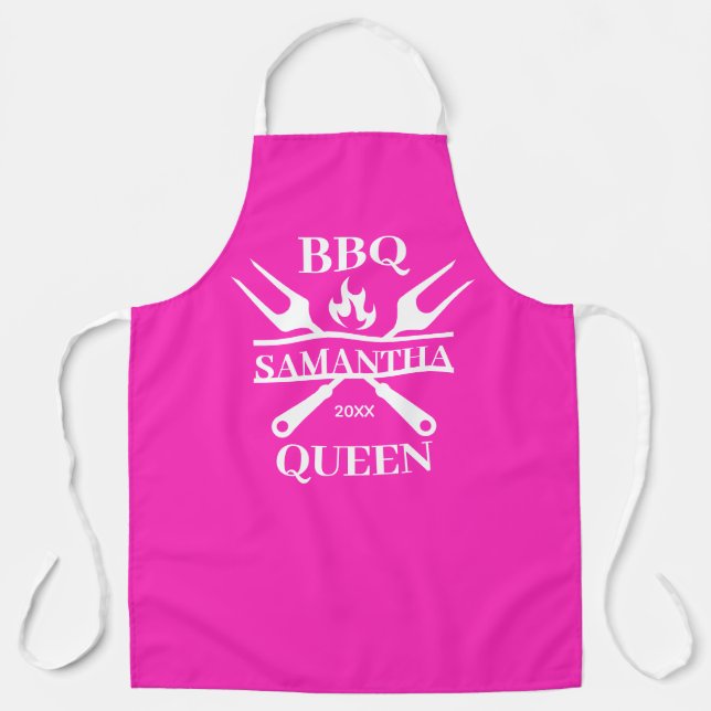 Funny BBQ Personalised Barbecue Queen Apron (Front)