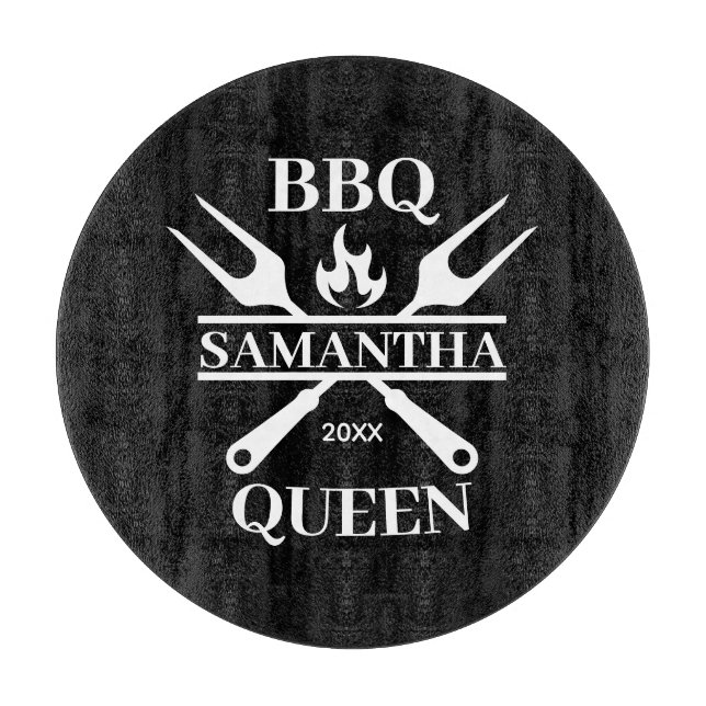 Funny BBQ Personalised Barbecue Queen Apron Cuttin Cutting Board (Front)