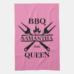 Funny BBQ Personalised Barbecue Queen Apron Cuttin Tea Towel