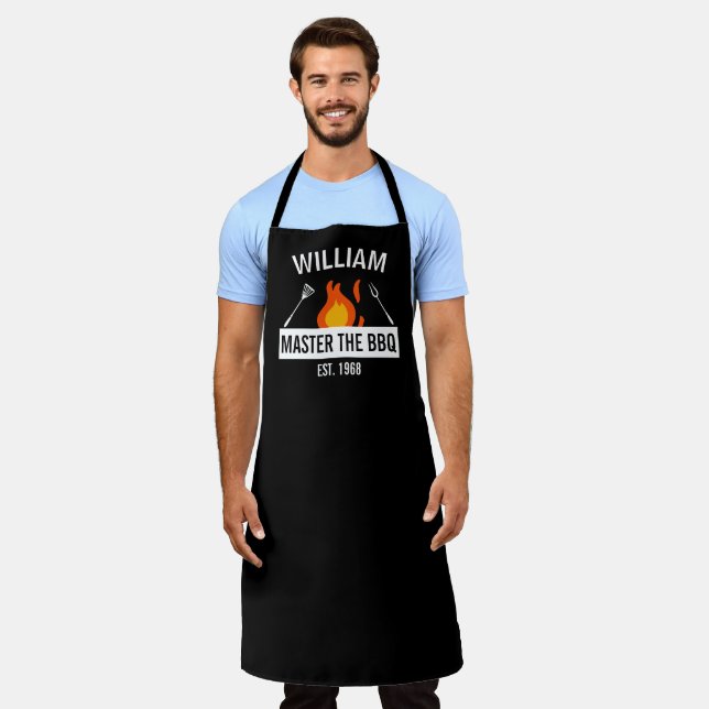 Funny BBQ Personalised Kitchen Apron (Worn)