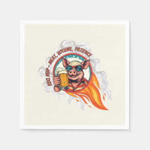 Funny BBQ Pig Beer Mug 4th of July Grill Master Napkin