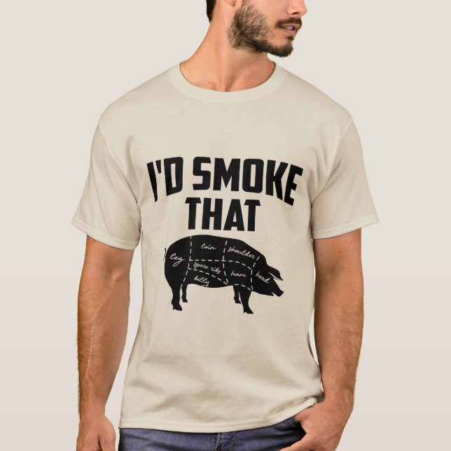 funny bbq pig word art T-Shirt (Front)