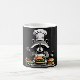 Funny BBQ Racoon Flipping Burgers  Coffee Mug