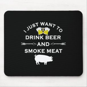 Funny Bbq Shirt Drink Beer Smoke Meat Grill Shirt Mouse Pad