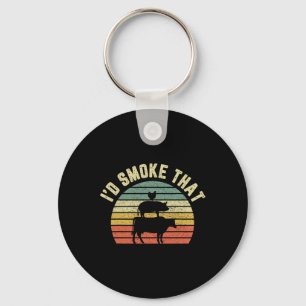 Funny Bbq Shirt I'd Smoke That Retro Rbeque Grilli Key Ring