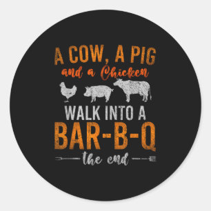 Funny Bbq Smoked Meat Lover Gift Idea Barbecue  Classic Round Sticker