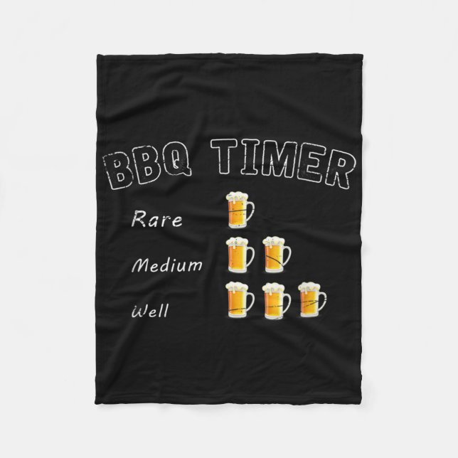Funny Bbq Smoked Steak Beer Drinking Gift Barbecue Fleece Blanket (Front)