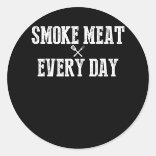 Funny Bbq Smoker Accessory Pitmaster Dad Grilling Classic Round Sticker