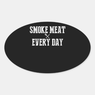 Funny Bbq Smoker Accessory Pitmaster Dad Grilling Oval Sticker