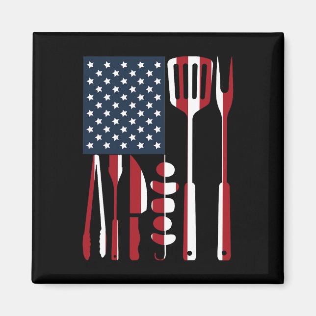 Funny Bbq Smoker Grilling Tools Rbecue American Fl Magnet (Front)