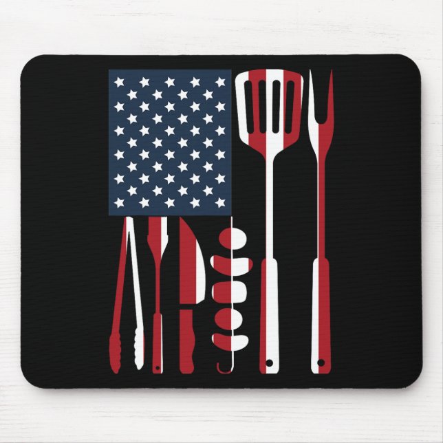 Funny Bbq Smoker Grilling Tools Rbecue American Fl Mouse Pad (Front)