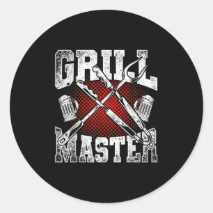 Funny Bbq Steak Grill Master Smoked Meat Grilling Classic Round Sticker