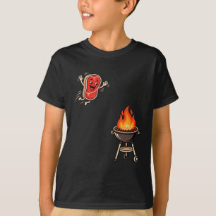Funny Bbq Steak Jumping Into Grill Barbecue Master T-Shirt