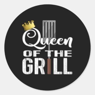 Funny Bbq Tee For Women_ Queen Of The Grill  Classic Round Sticker