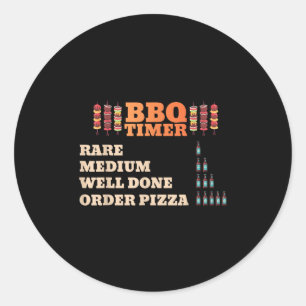 Funny Bbq Timer Barbecue Grill Master Grilling Dri Classic Round Sticker