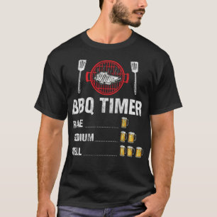 Funny BBQ Timer Barbecue Party Beer Drinking rainb T-Shirt