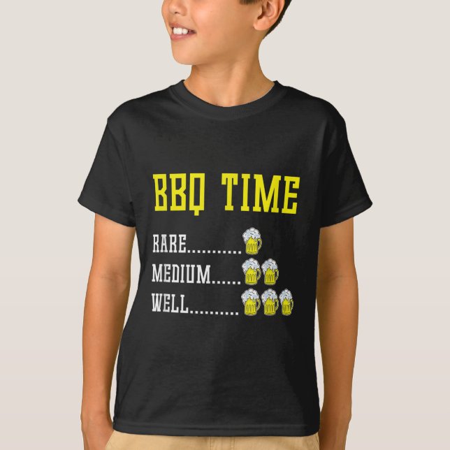 Funny Bbq Timer Beer Drinking Gift Smoked Meat Bar T-Shirt (Front)