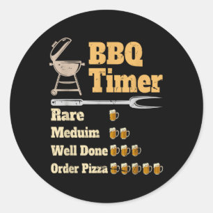 Funny Bbq Timer Grilling Classic Round Sticker
