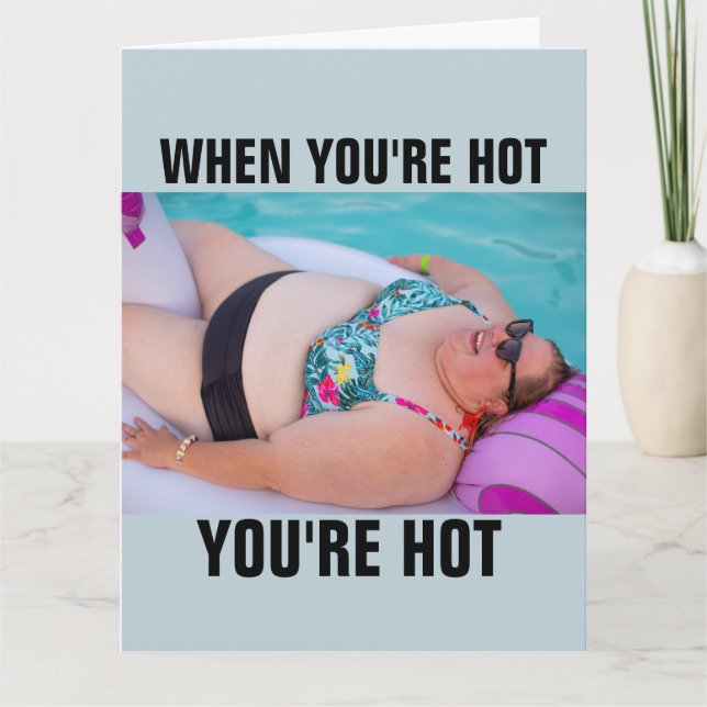 FUNNY BBW BIG GIRL BATHING BEAUTY BIRTHDAY CARD (Front)