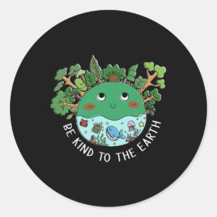 Funny Be Kind To The Earth Planet Nature Tree Eart Classic Round Sticker