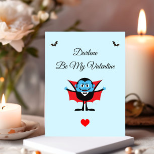 Funny Be My Valentine Cartoon Vampire Bat Name Postcard