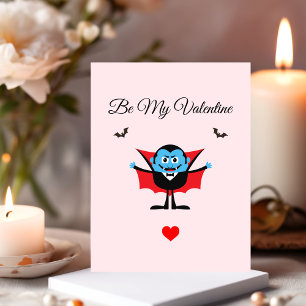 Funny Be My Valentine Cartoon Vampire Bat Postcard