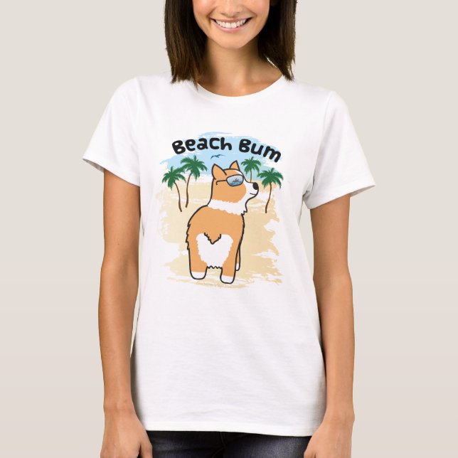 Funny Beach Bum Corgi Dog But T-Shirt (Front)