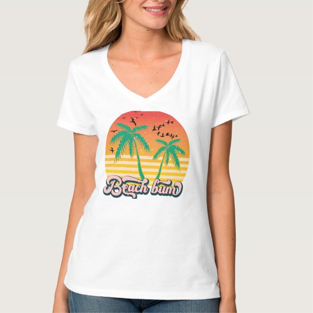 Funny beach bum word art  T-Shirt (Front)