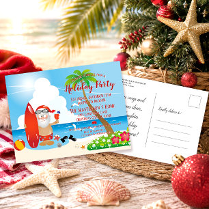 Funny Beach Christmas Party Invitation Postcard